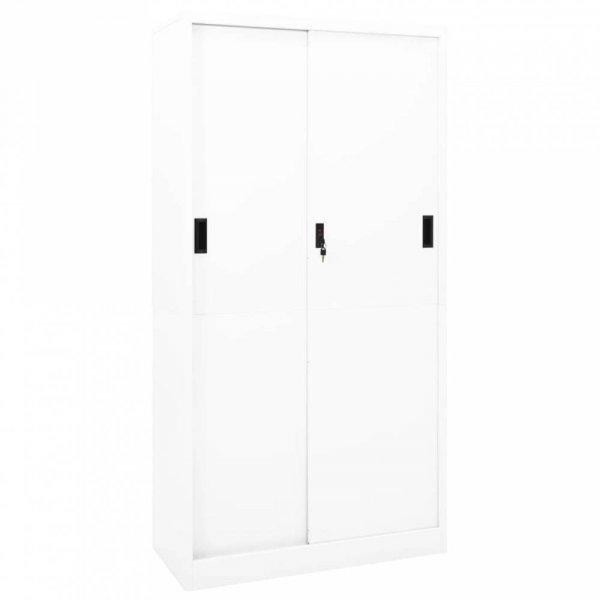 Fehér acél tolóajtós irodai szekrény 90 x 40 x 180 cm