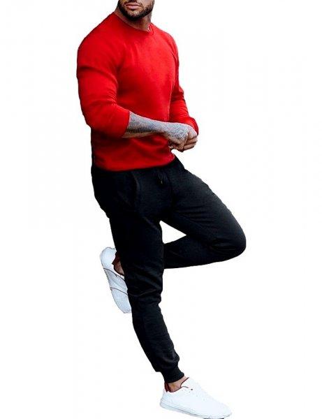 piros férfi egyszínű kapucni nélküli kapucnis pulcsi