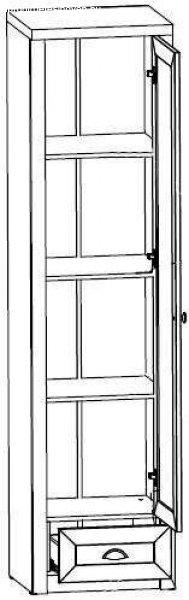 Provance W1S 1 ajtós vitrines szekrény 1 fiókkal Sosna-Tölgy