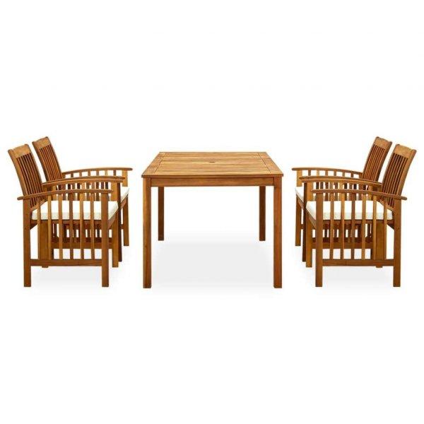 3058086 5 piece garden dining set with cushions solid acacia wood
(45962+2x312128)