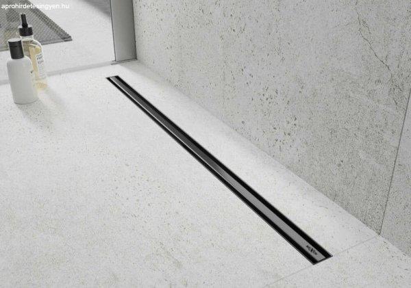 Mexen Flat Slim Black 80 cm hosszú ultravékony rozsdamentes acél komplett
fekete zuhanyfolyóka