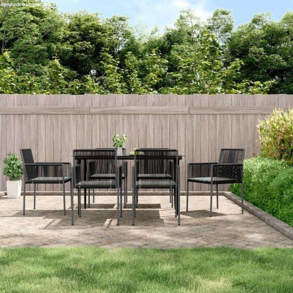 vidaXL 6 db fekete polyrattan kerti szék párnával 54x60,5x83,5 cm