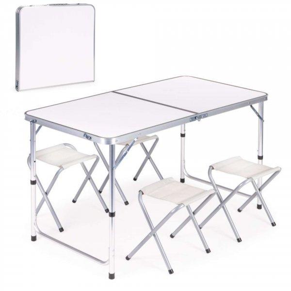 ModernHOME összecsukható 4 személyes Kempingasztal székekkel #fehér