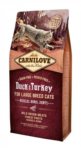 Carnilove Cat Duck & Turkey Large Breed – Muscles, Bones, Joints Kacsa és
Pulyka Hússal 6kg
