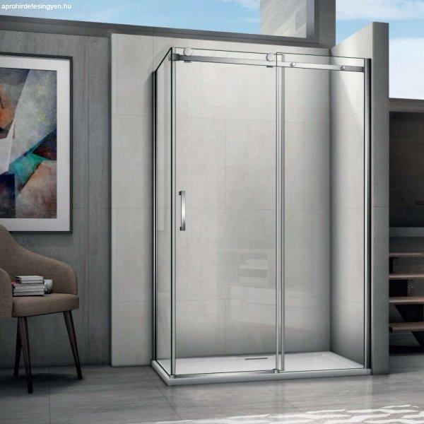 AQUATREND Marina 120x90 jobbos aszimmetrikus szögletes tolóajtós zuhanykabin
8 mm vastag vízlepergető biztonsági üveggel, krómozott elemekkel, 195 cm
magas