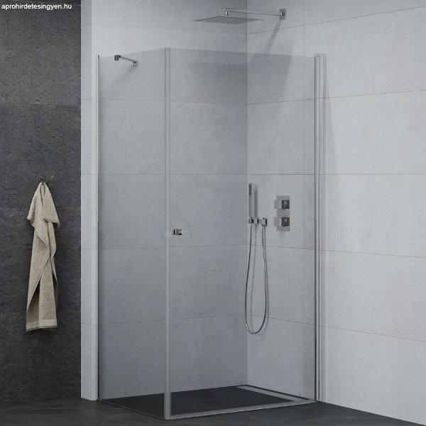 Mexen Pretoria 80x120 aszimmetrikus szögletes nyílóajtós zuhanykabin 6 mm
vastag vízlepergető biztonsági üveggel, krómozott elemekkel, 190 cm magas
