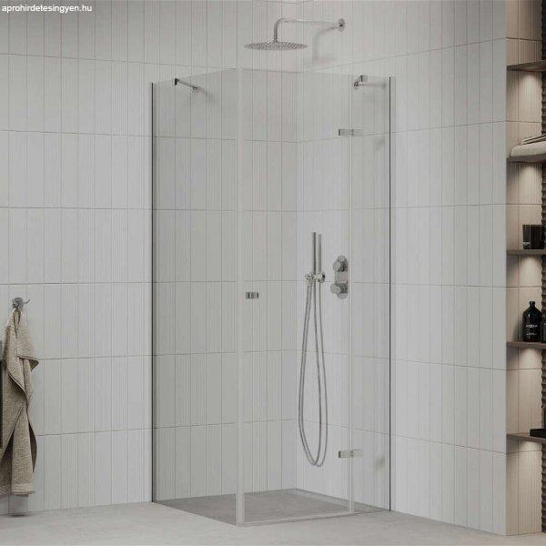 Mexen Roma 120x120 szögletes nyílóajtós zuhanykabin 6 mm vastag
vízlepergető biztonsági üveggel, krómozott elemekkel, 190 cm magas