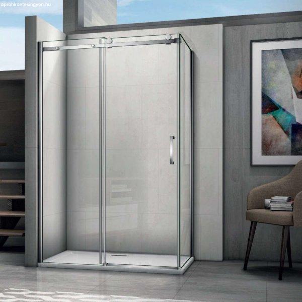AQUATREND Marina 100x80 balos aszimmetrikus szögletes tolóajtós zuhanykabin 8
mm vastag vízlepergető biztonsági üveggel, krómozott elemekkel, 195 cm
magas