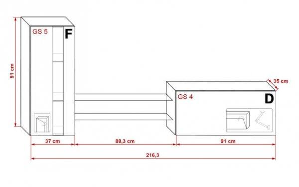 Venezia Concept C45N nappali faliszekrény sor - 216 x 91 cm (matt fehér)
