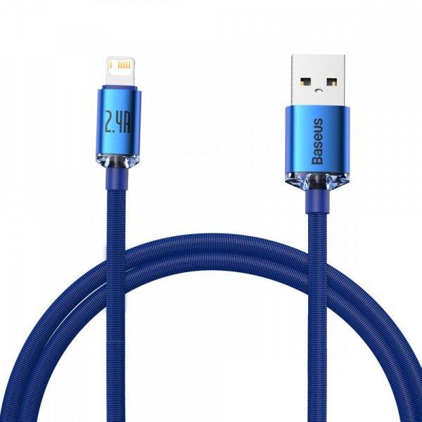 USB-kábel a Lightning Baseus Crystal Shine, 2.4A, 1.2m (kék)