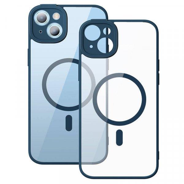 Baseus Frame iPhone 14 Plus Átlátszó mágneses telefontok és üvegfólia
(kék)