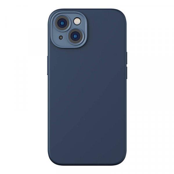 Baseus Liquid Silica iPhone 14 Plus Átlatszó mágneses telefontok +
üvegfólia (kék)