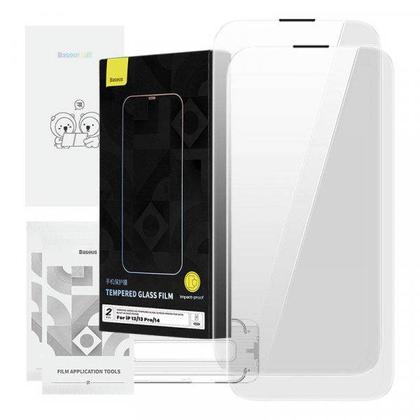 Baseus Corning edzett üveg iPhone 13/13Pro/14 készülékhez porszűrővel