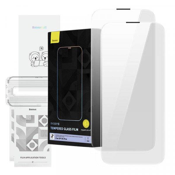 Baseus Corning edzett üveg iPhone Pro/14 készülékhez porszűrővel