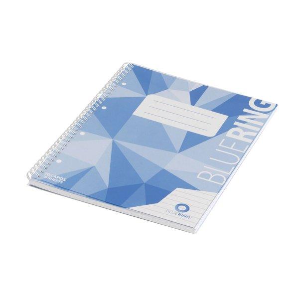 Spirálfüzet A4, 70lap, műanyag borítós perforált lyukasztott Bluering®
vonalas