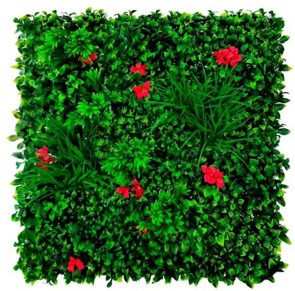 Nortene műnövény falburkolat piros virágokkal -Villa 100x100 cm, modul
zöldfal