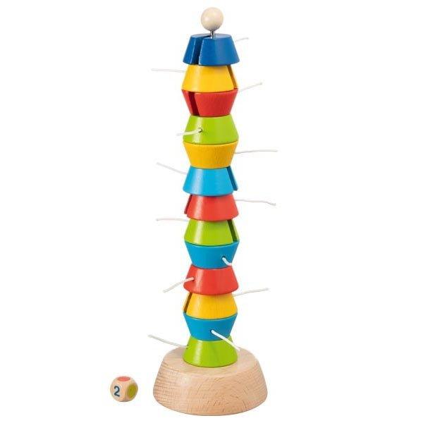 Lötyögős torony fa ügyességi egyensúlyozós játék