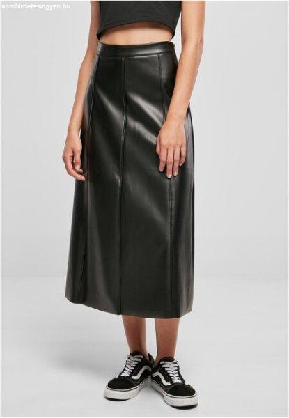 Urban Classics Ladies Synthetic Leather Midi Skirt black
