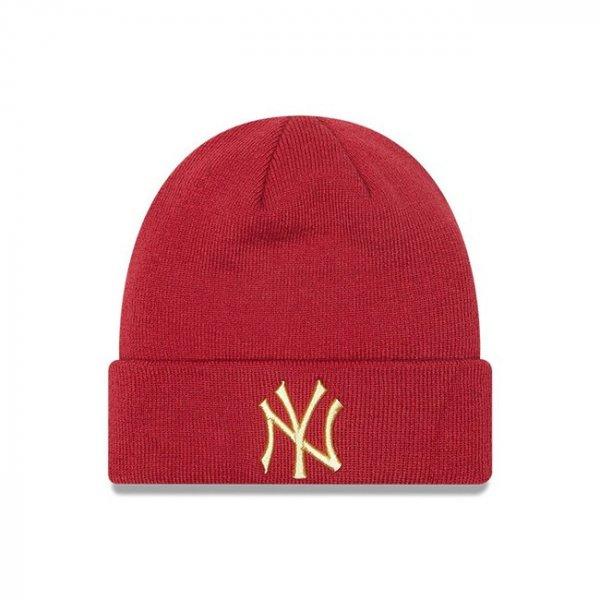 Sapka NEW ERA MLB League essential Cuff knit Metallic logo NY Yankees Red