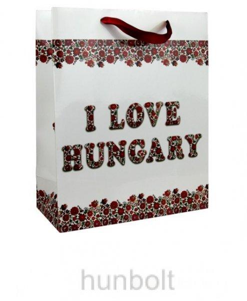 Matyó virágos I LOVE HUNGARY tasak 26 cm x 33 cm