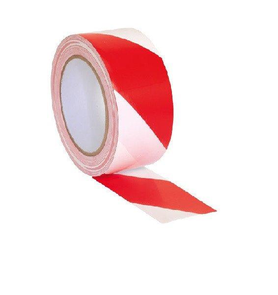 Jelzőszalag 5 cm/100 m Piros/Fehér