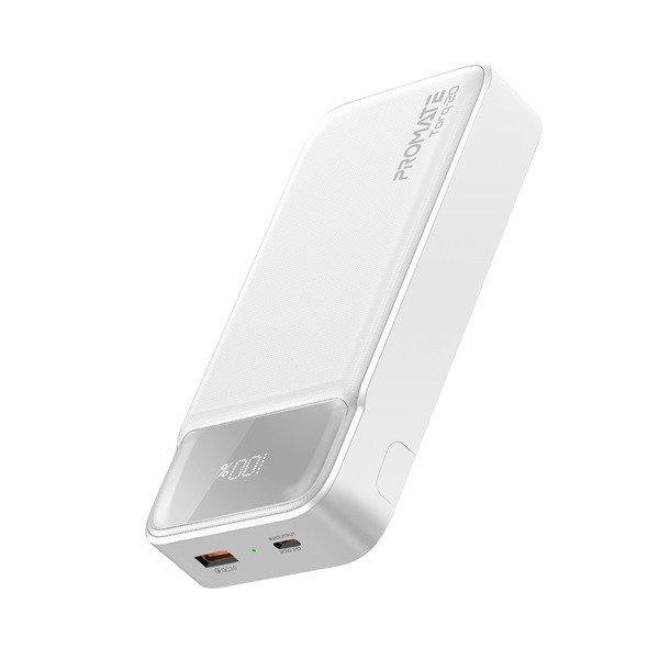 Promate Akkubank - TORQ 20 20000mAh (PowerBank, 20W, 1xUSB-A, 1xUSB-C, PD/QC,
LED kijelző, fehér)