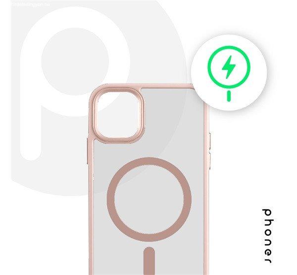 Phoner Apple iPhone 14 Hybrid Mag MagSafe kemény hátlap tok, halvány barack
