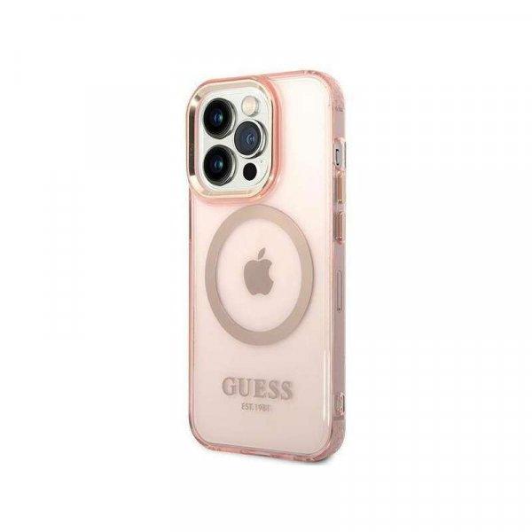 Eredeti iPhone 14 Pro Max Guess Hard Case arany vázlatát áttetszo Magsafe
(GUHMP14XHTCMP) Rózowe