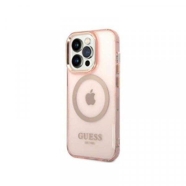 Eredeti iPhone 14 Pro Guess Hard Case arany vázlatát áttetszo Magsafe
(GUHMP14LHTCMP) Rózowe