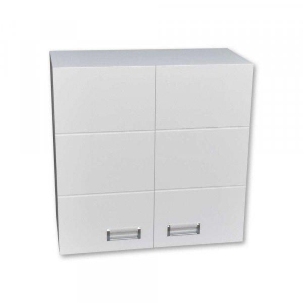 LEDA 60 cm széles polcos fürdőszobai fali szekrény, fényes fehér, 2 soft
close ajtóval és polccal