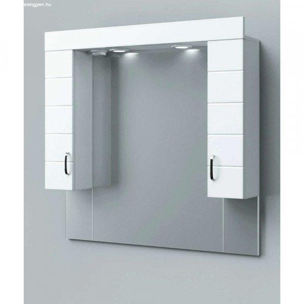 HD MART 100 cm széles fürdőszobai tükrös szekrény, fényes fehér, króm
kiegészítőkkel és és beépített LED világítással