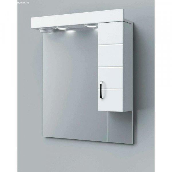MART 55 cm széles fürdőszobai tükrös szekrény, fényes fehér, króm
kiegészítőkkel és beépített LED világítással