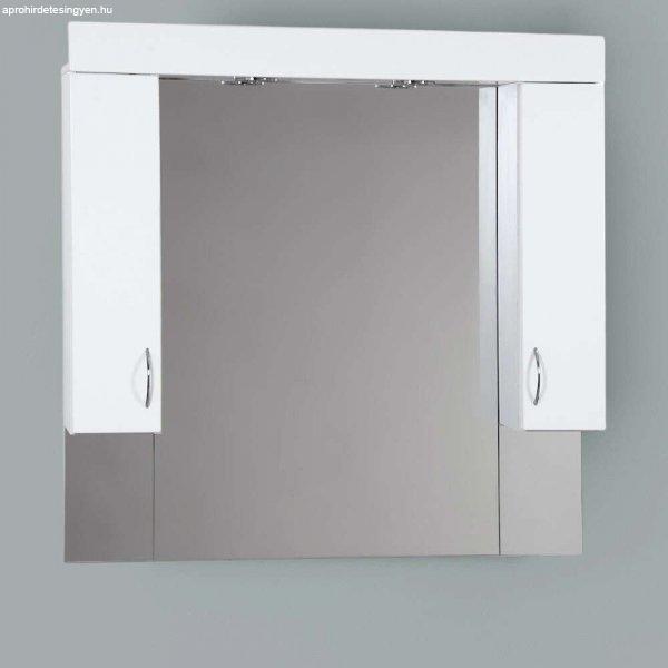 STANDARD 100 cm széles fürdőszobai tükrös szekrény, fényes fehér, króm
kiegészítőkkel és beépített LED világítással