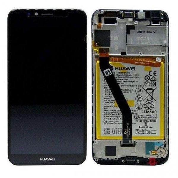Huawei Y6 2018 fekete gyári LCD + érintőpanel kerettel akkumulátorral