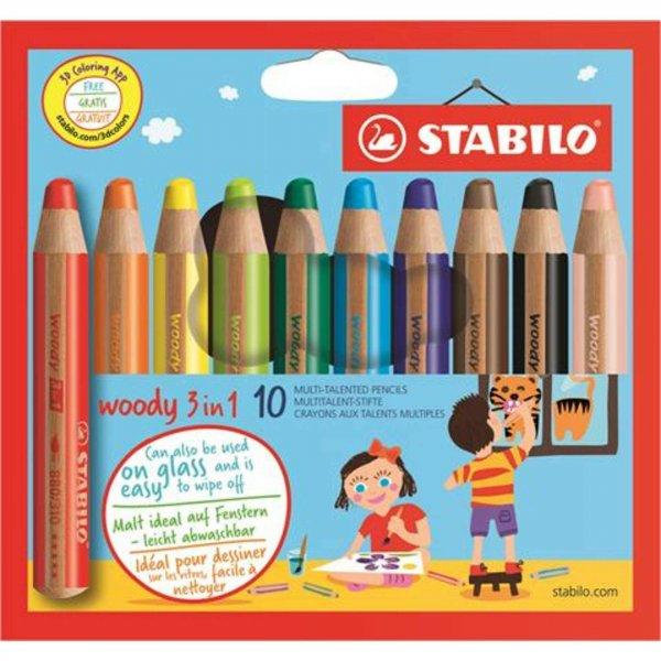 Stabilo Woody 3 in 1 Színes ceruza készlet, kerek, vastag 10 különböző
szín