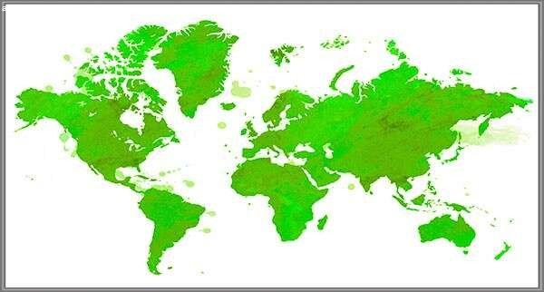 Föld fali dekortérkép zöld színben fémléces kivitelben 100x70