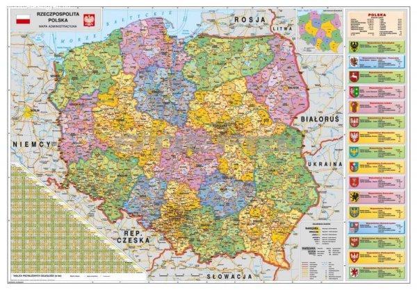 Lengyelország közigazgatása térkép, fóliás-fémléces