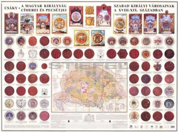 A Magyar Királyság szabad királyi városainak címerei és pecsétje,
fémléces
