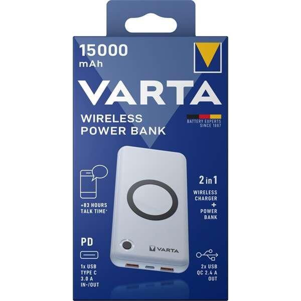 Varta 57908101111 hordozható 15000mAh powerbank + vezeték nélküli töltő