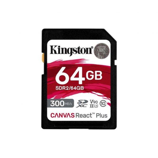 64GB SDHC Kingston Canvas React Plus CL10 UHS-II U3 V90 memóriakártya
(SDR2/64GB)