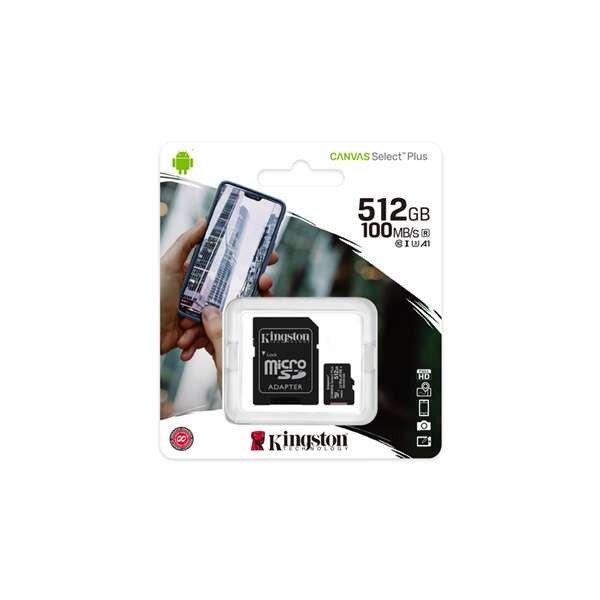 512GB microSDXC Kingston Canvas Select Plus CL10 memóriakártya + adapter
(SDCS2/512GB)