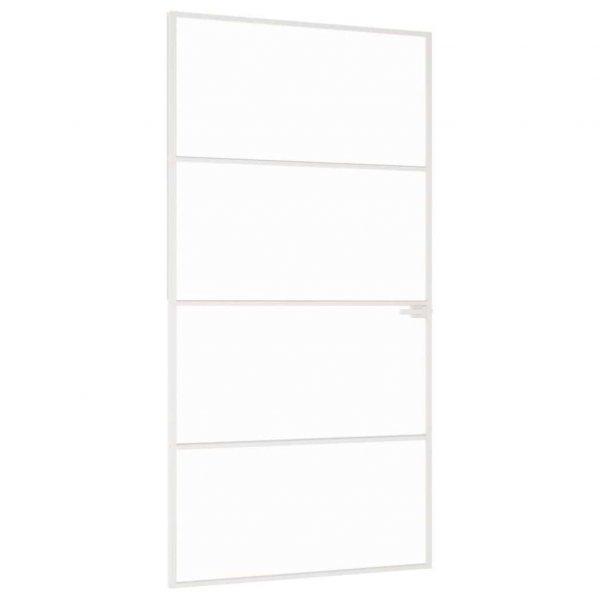Fehér edzett üveg és alumínium vékony beltéri ajtó 102x201,5 cm