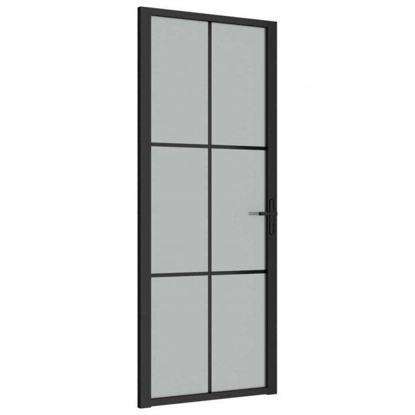 Fekete matt üveg és alumínium beltéri ajtó 83 x 201,5 cm