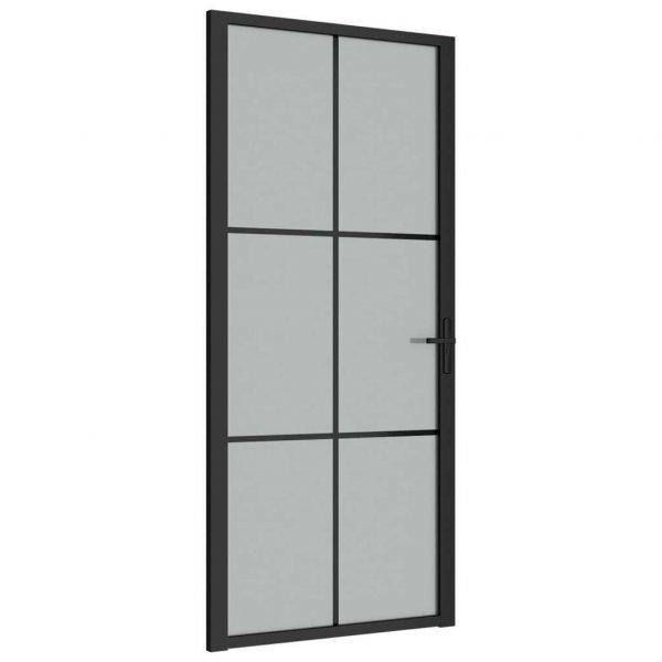 Fekete matt üveg és alumínium beltéri ajtó 93 x 201,5 cm