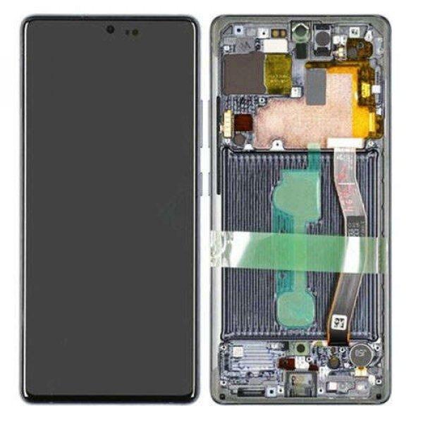Samsung G770 Galaxy S10 Lite fekete gyári LCD+érintőpanel kerettel