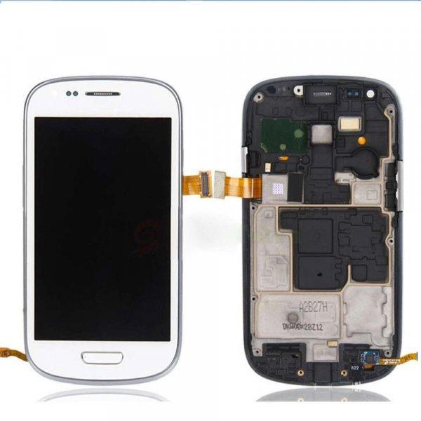 Samsung I8190 Galaxy S3 Mini fehér gyári LCD + érintőpanel kerettel