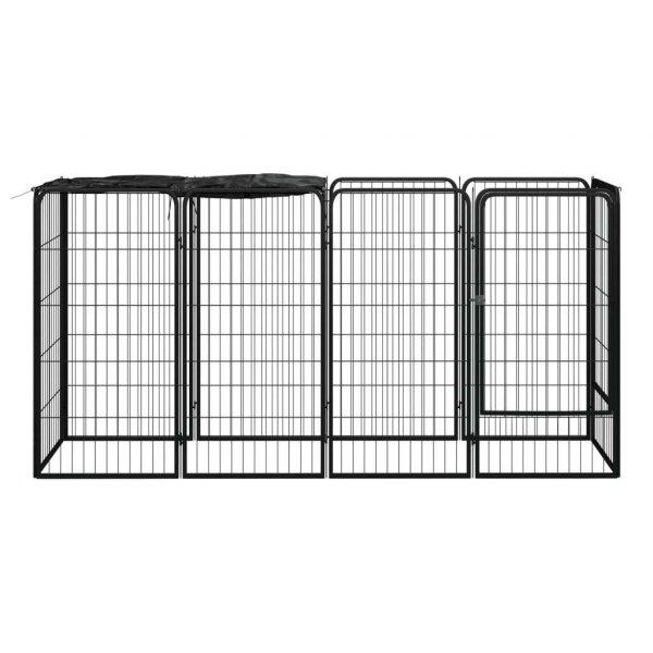 10-paneles fekete porszórt acél kutyakennel 50 x 100 cm