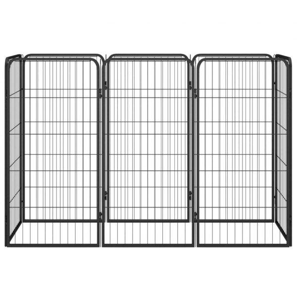 8-paneles fekete porszórt acél kutyakennel 50 x 100 cm