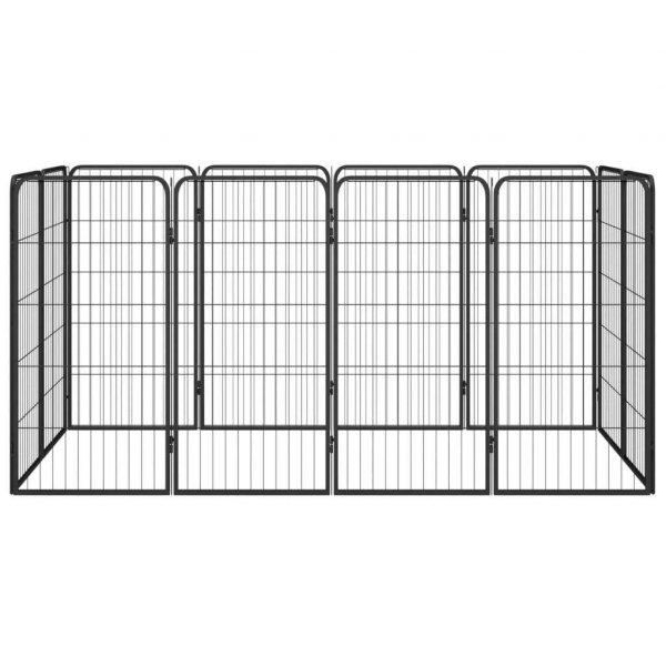 12-paneles fekete porszórt acél kutyakennel 50 x 100 cm