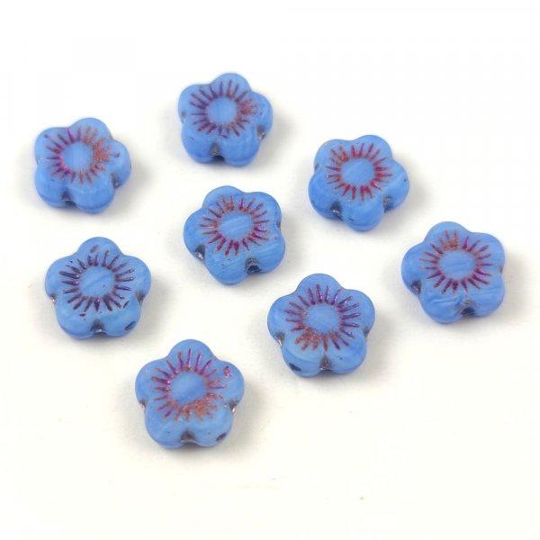 Cseh préselt virág gyöngy - Sunset Flower - Matt Light Sapphire Violet - 10mm
